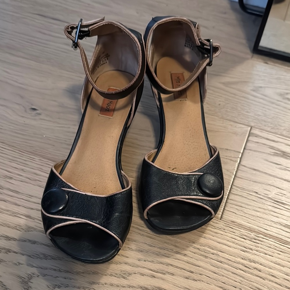 Mix Mooz Elegant Black Women's Sandal Open Toe Wedge Pumps 38